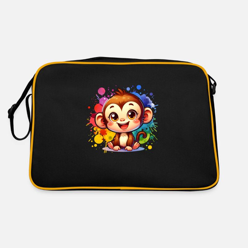 Singe mignon coloré - Sac Retro - noir/or