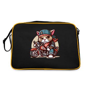 Chat forcé : tyran à moto - Sac Retro - noir/or - Dos