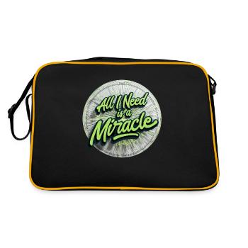 Ich brauche ein Wunder - Retro Tasche - Schwarz/Gold - Hinten