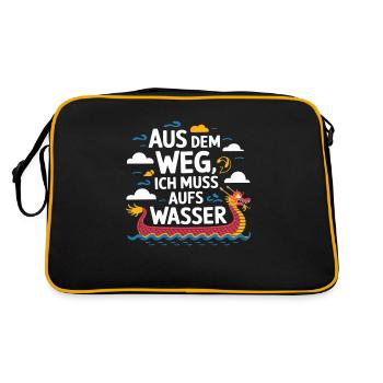 Aus dem Weg, ich muss aufs Wasser - Retro Tasche - Schwarz/Gold - Hinten