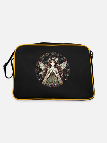 Weihnachtsfee - Retro Tasche - Schwarz/Gold - Hinten
