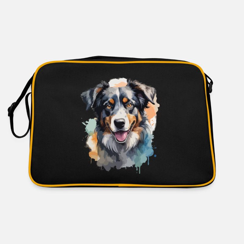 Australian Shepherd Dog Cool Color Explosion Retro Bag