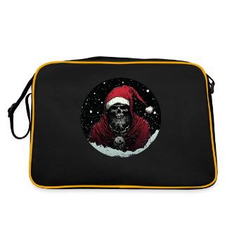 Grusel-Santa: Festlicher Schrecken! - Retro Tasche - Schwarz/Gold - Hinten