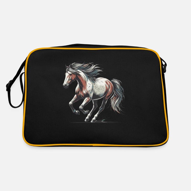 Pferd - Retro Tasche - Schwarz/Gold