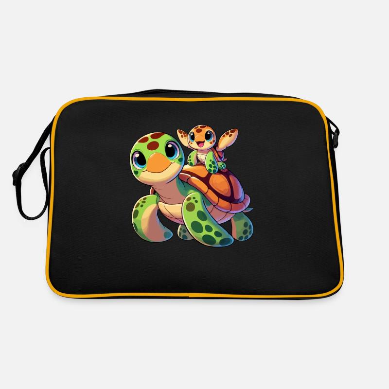 Schildkrötenmutter mit Kind Retro Tasche