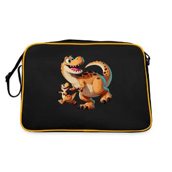 Mère Allosaurus avec son enfant gambadant - Sac Retro - noir/or - Dos