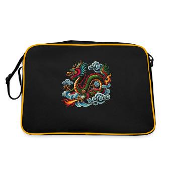 drache comic china - Retro Tasche - Schwarz/Gold - Hinten