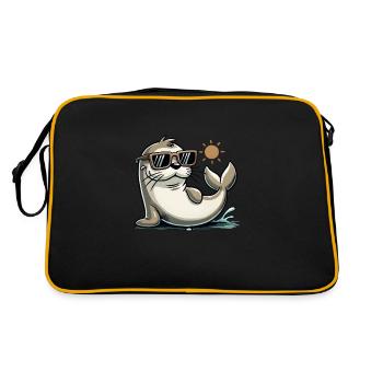 seehund sonnenbrille - Retro Tasche - Schwarz/Gold - Hinten