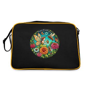 Honigbienen-Fee - Retro Tasche - Schwarz/Gold - Hinten