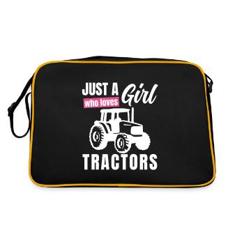 Just a Girl liebt Traktoren - Retro Tasche - Schwarz/Gold - Hinten