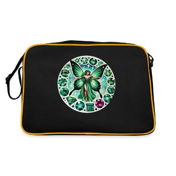 Green Emerald Fairy Fantasy Art - Retro Bag - black/gold - Back