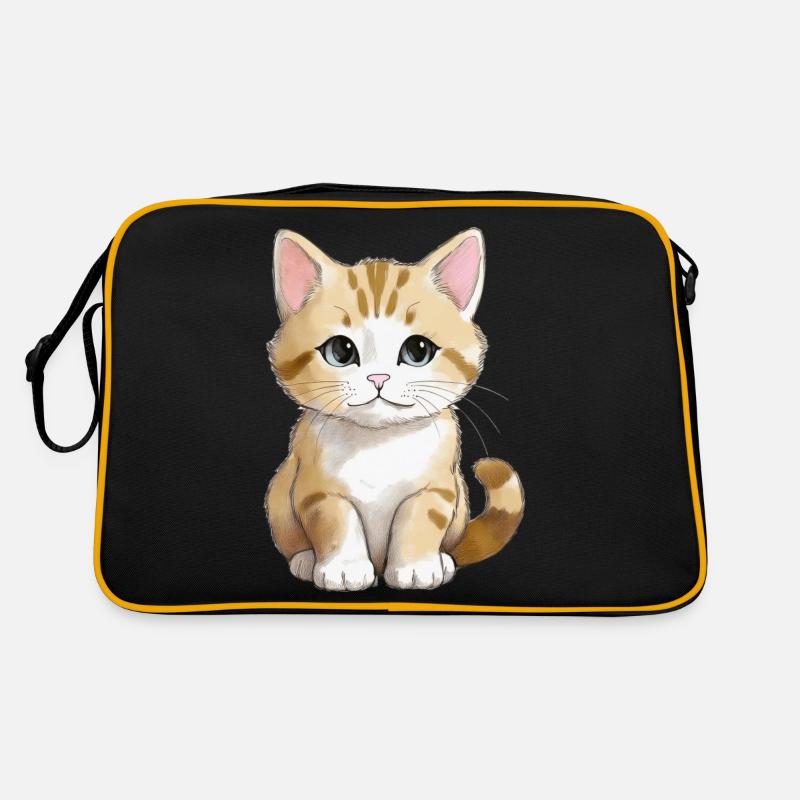 Sitting Cat - Retro Tasche - Schwarz/Gold