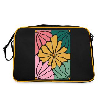 Boho Flowers - Retro Tasche - Schwarz/Gold - Hinten