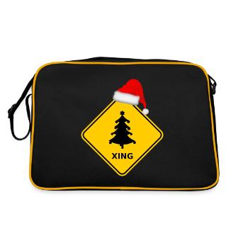 Wildwechsel "Weihnachtsbaum" mit Nikolausmütze - Retro Tasche - Schwarz/Gold - Hinten