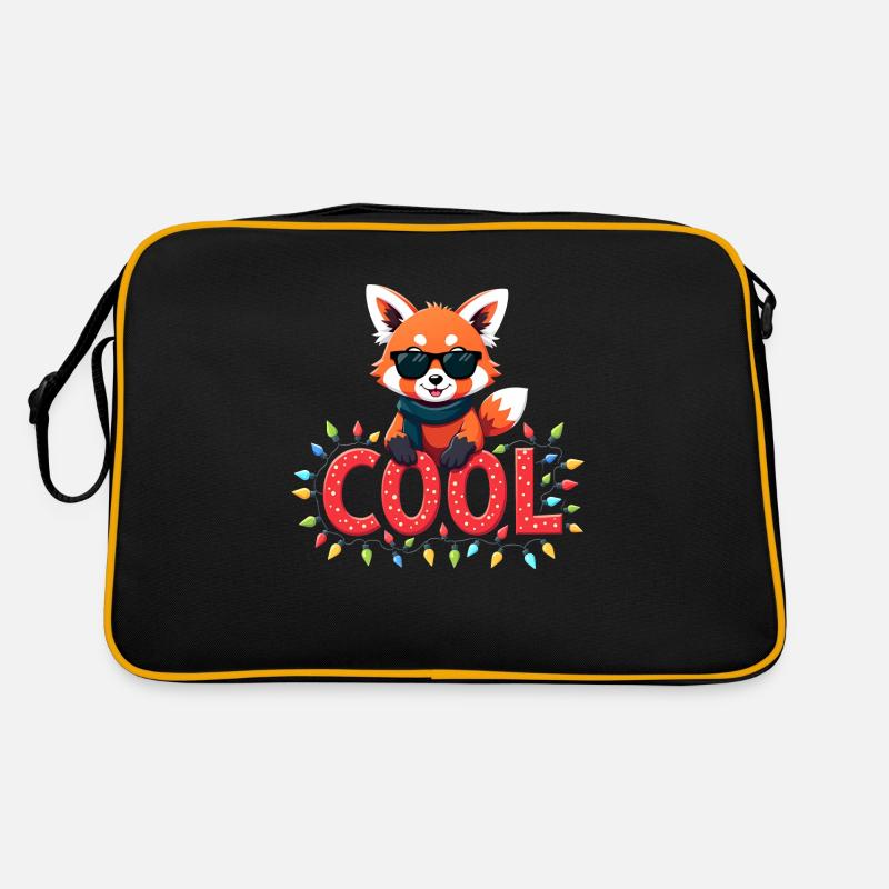 Weihnachtslustig - Roter Panda Edition - Retro Tasche - Schwarz/Gold