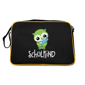 Kleine Eule - Schulkind - Retro Tasche - Schwarz/Gold - Hinten