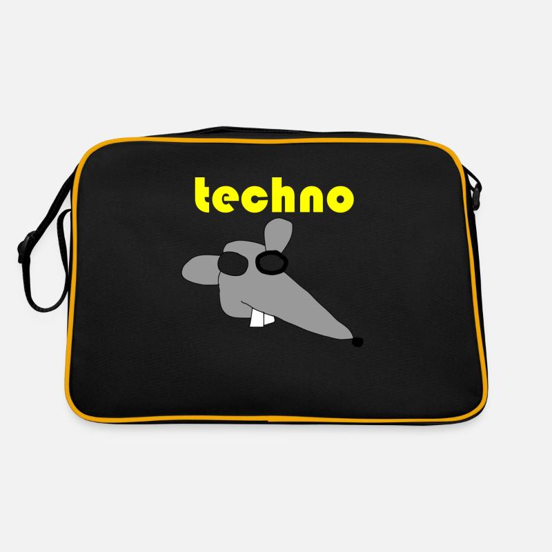 techno maus 3 - Retro Tasche - Schwarz/Gold