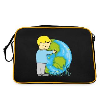 Erde Frieden - Retro Tasche - Schwarz/Gold - Hinten