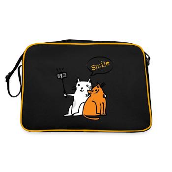 Sourire Chat Chats Drôle Drôle - Sac Retro - noir/or - Dos