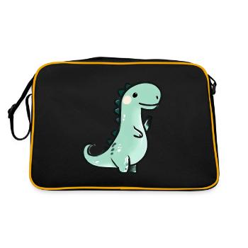 Niedlicher Buntstift Dinosaurier - Retro Tasche - Schwarz/Gold - Hinten