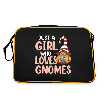 Just A Girl Who Loves Gnomes - Retro Tasche - Schwarz/Gold - Hinten