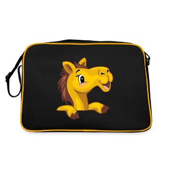 Happy peeking baby camel - Retro Bag - black/gold - Back