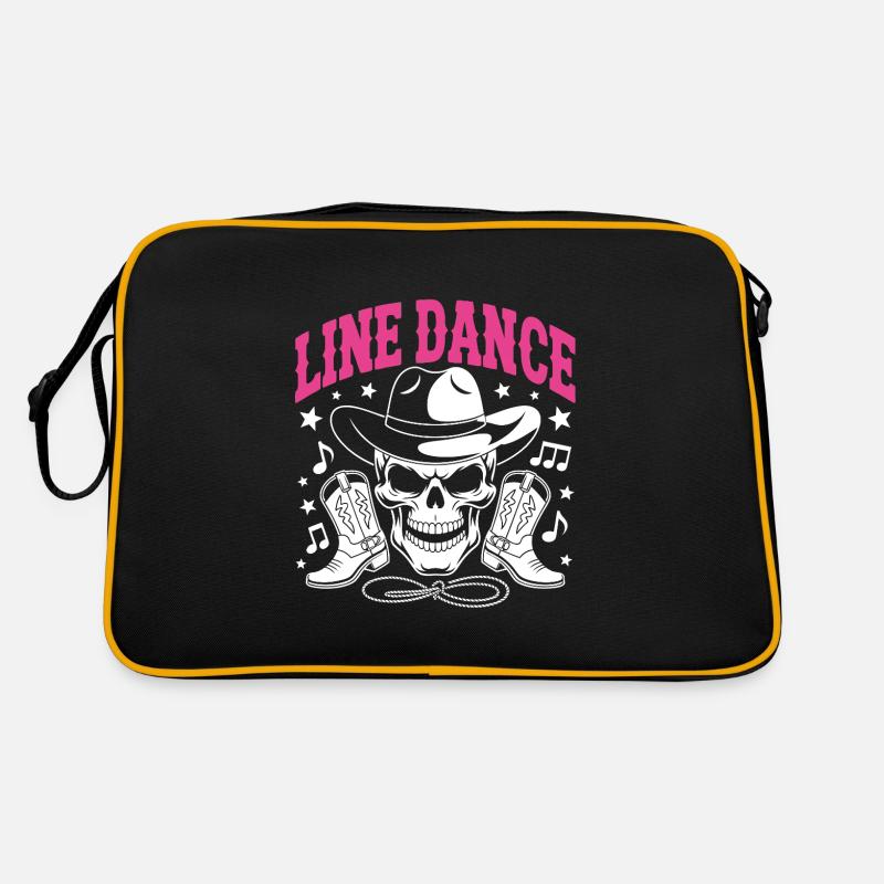 Line Dance Skull mit Stetson und Boots und Lasso Retro Tasche