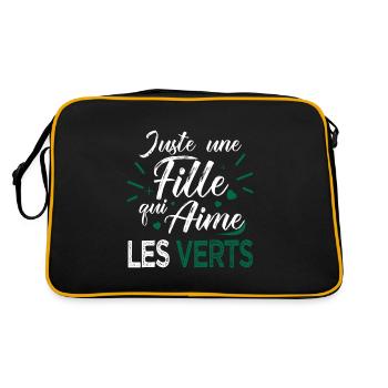 Les Verts football une fille aime les stéphanois - Sac Retro - noir/or - Dos