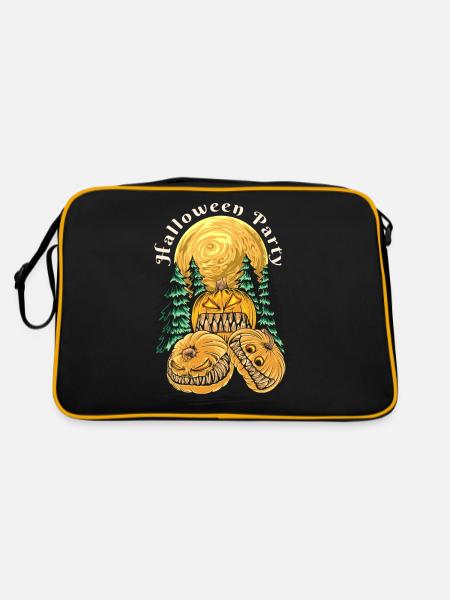Halloween Pumpkin Horror - Retro Bag - black/gold - Back