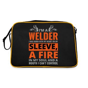Weld Welding Welder Metal Construction Ironworker - Retro Bag - black/gold - Back