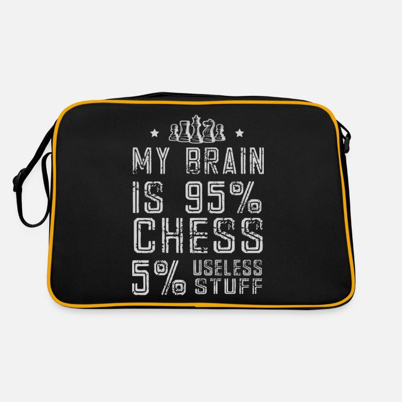 Lusitger Schachspieler Spruch I Schach - Retro Tasche - Schwarz/Gold