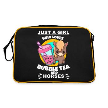 Bubble Tea Bubble Tee Mädchen Geschenk - Retro Tasche - Schwarz/Gold - Hinten