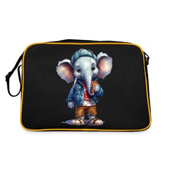 Cute Elephant Cartoon - Retro Bag - black/gold - Back