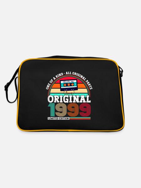 Original 1999 25. Geburtstag Geschenk Herren - Retro Tasche - Schwarz/Gold - Hinten