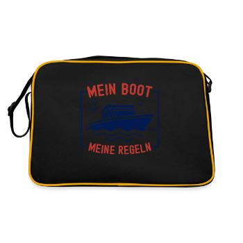 Bootsfahrer Bootfahren Boot Kapitän Kapitänsmütze - Retro Tasche - Schwarz/Gold - Hinten