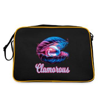 Clamorouse Muschel mit einer Perle Design - Retro Tasche - Schwarz/Gold - Hinten