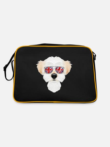 Maltese UK Sunglasses I English Flag I Union Jack - Retro Tasche - Schwarz/Gold - Hinten