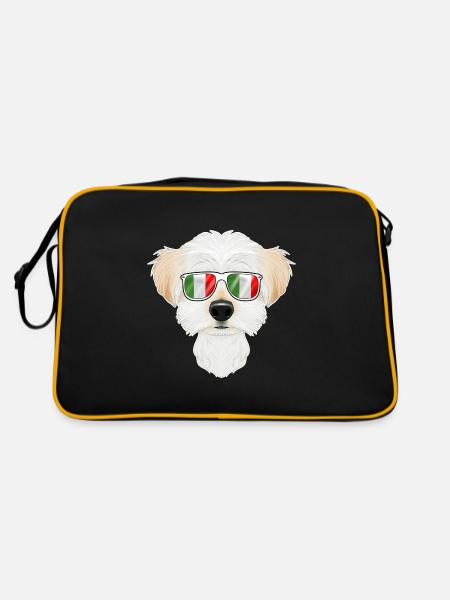 Maltese Italy Sunglasses I Italian Flag - Retro Tasche - Schwarz/Gold - Hinten