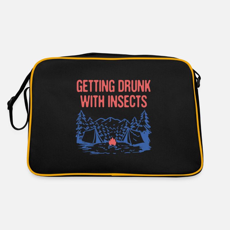Getting Drunk with Insects Camping Dad Jokes Retro Bag