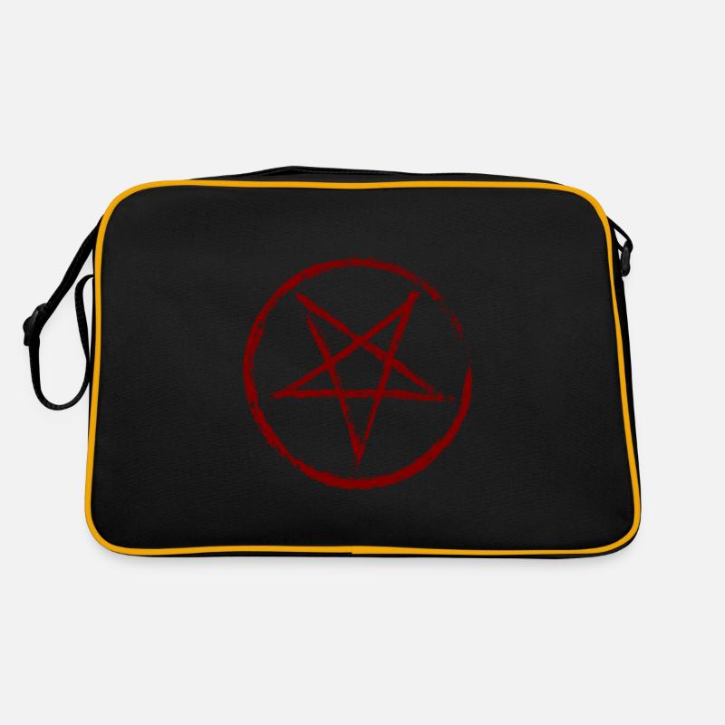 Pentagramm Rot - Retro Tasche - Schwarz/Gold