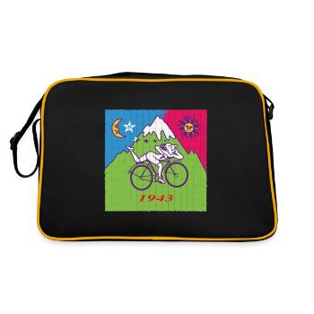 Albert Hofmann Fahrradtag LSD Löschblatt - Retro Tasche - Schwarz/Gold - Hinten