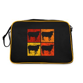 Kühe Retro Rind Landwirt Landwirtschaft Kuh Bauer - Retro Tasche - Schwarz/Gold - Hinten