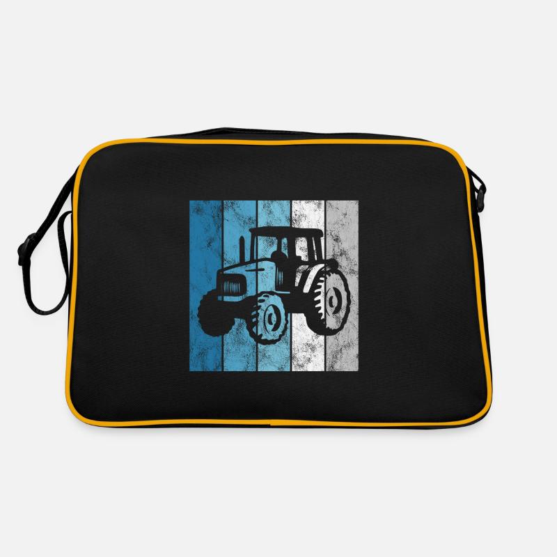 Traktoren Trecker Bauer Retro Traktor Bauernhof - Retro Tasche - Schwarz/Gold
