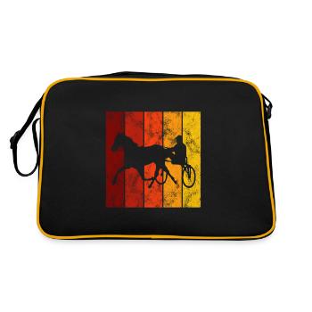 Trabrennen Pferd Pferde Trabrennsport Pferderennen - Retro Tasche - Schwarz/Gold - Hinten