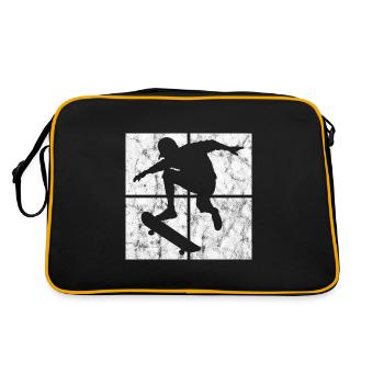 Skateboard Skateboarder Skater Skate Skateing - Retro Bag - black/gold - Back