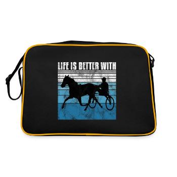 Life is better with Harness Racing Trotting Trot - Retro Bag - black/gold - Back