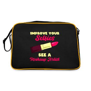Lustiger Maskenbildner Kosmetiker - Retro Tasche - Schwarz/Gold - Hinten