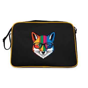 renard dessin animé cool coloré avec des lunettes - Sac Retro - noir/or - Dos