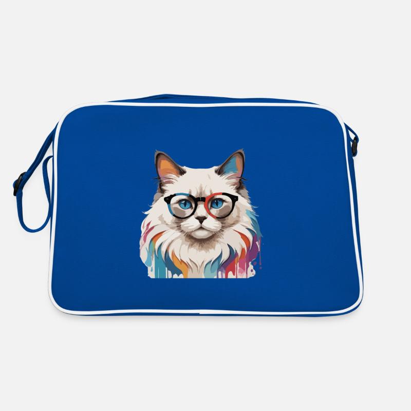 Ragdoll Katze süß cool mit Brille Retro Tasche