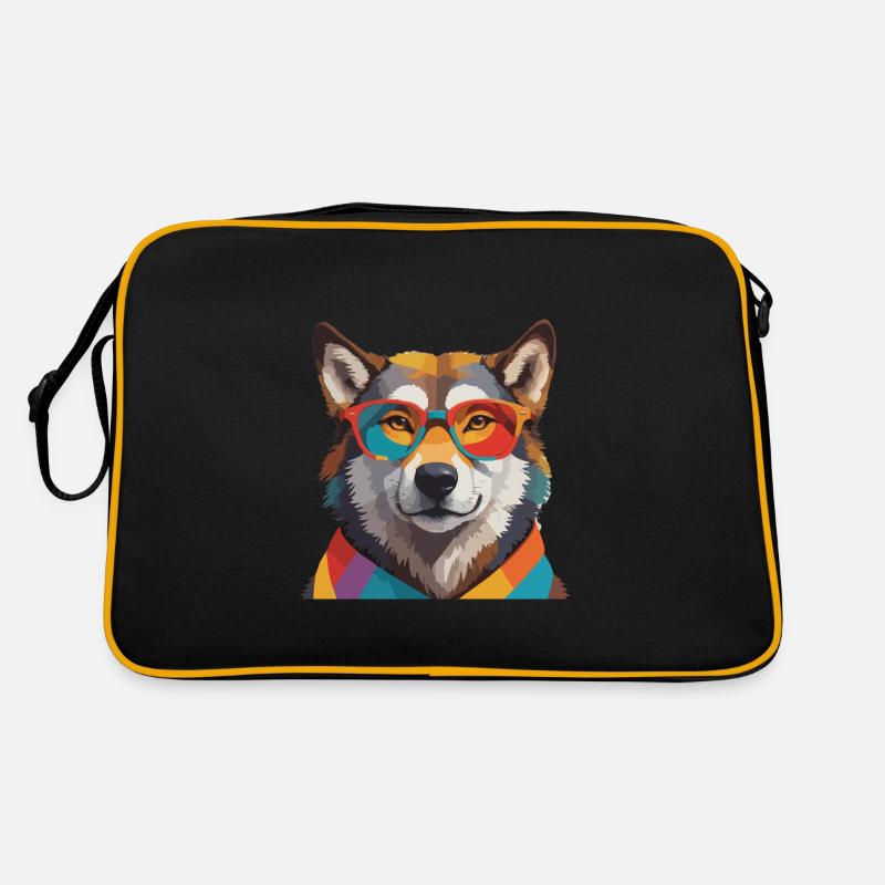 Wolf Cool mit Brille Bunt Retro Tasche